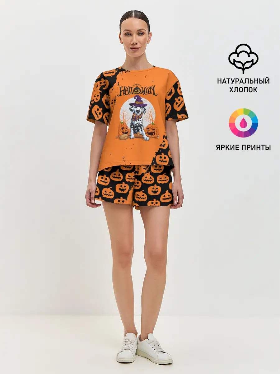 Женская пижама с шортами / Далматинец в шляпе | Хэллоуин