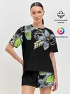 Женская пижама с шортами / Цветочная композиция с бабочками