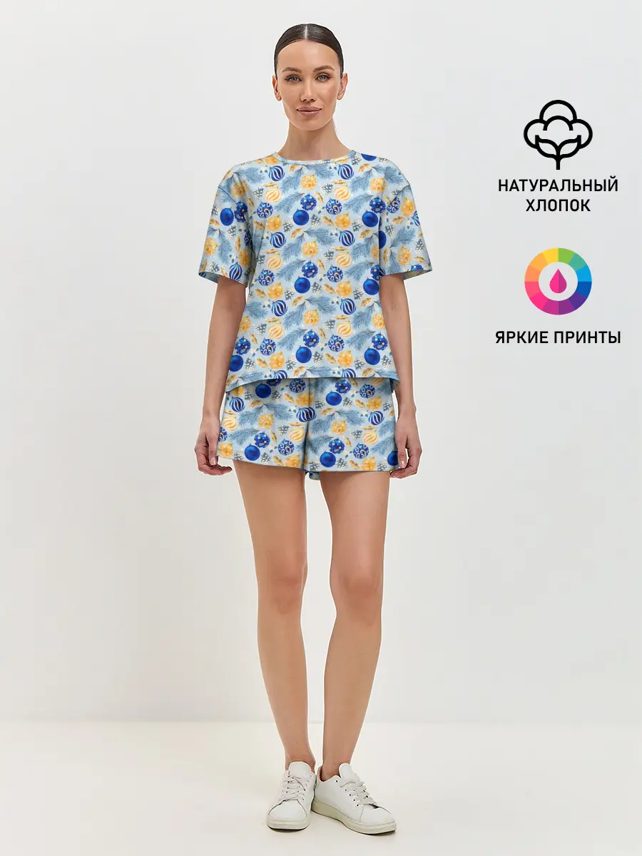 Женская пижама с шортами / Новогодние Украшения