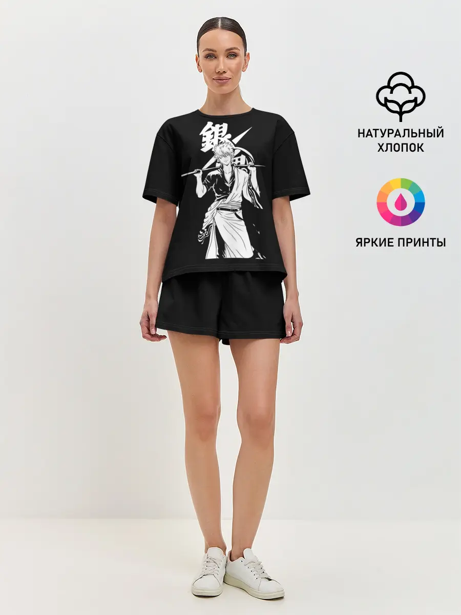 Женская пижама с шортами / Гинтоки Саката держит меч Гинтама