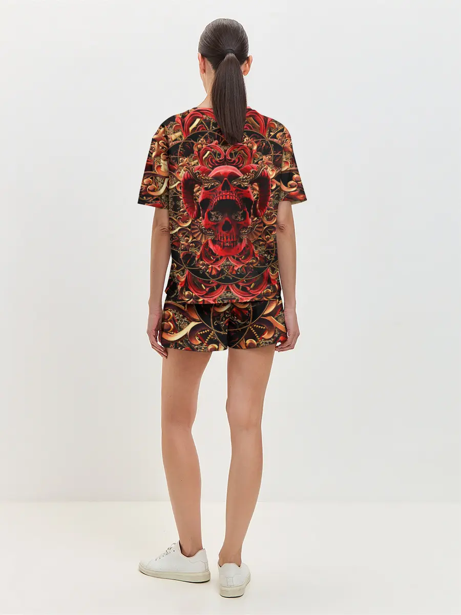 Женская пижама с шортами / Череп красного демона