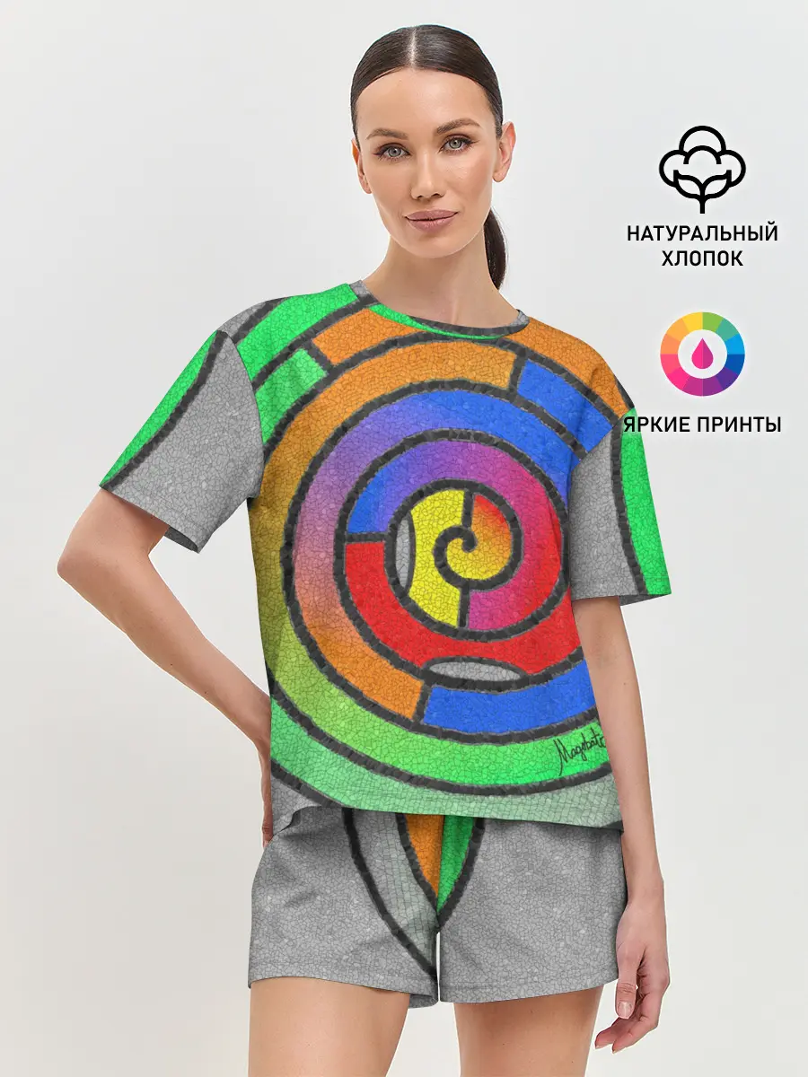 Женская пижама с шортами / Маечная спираль
