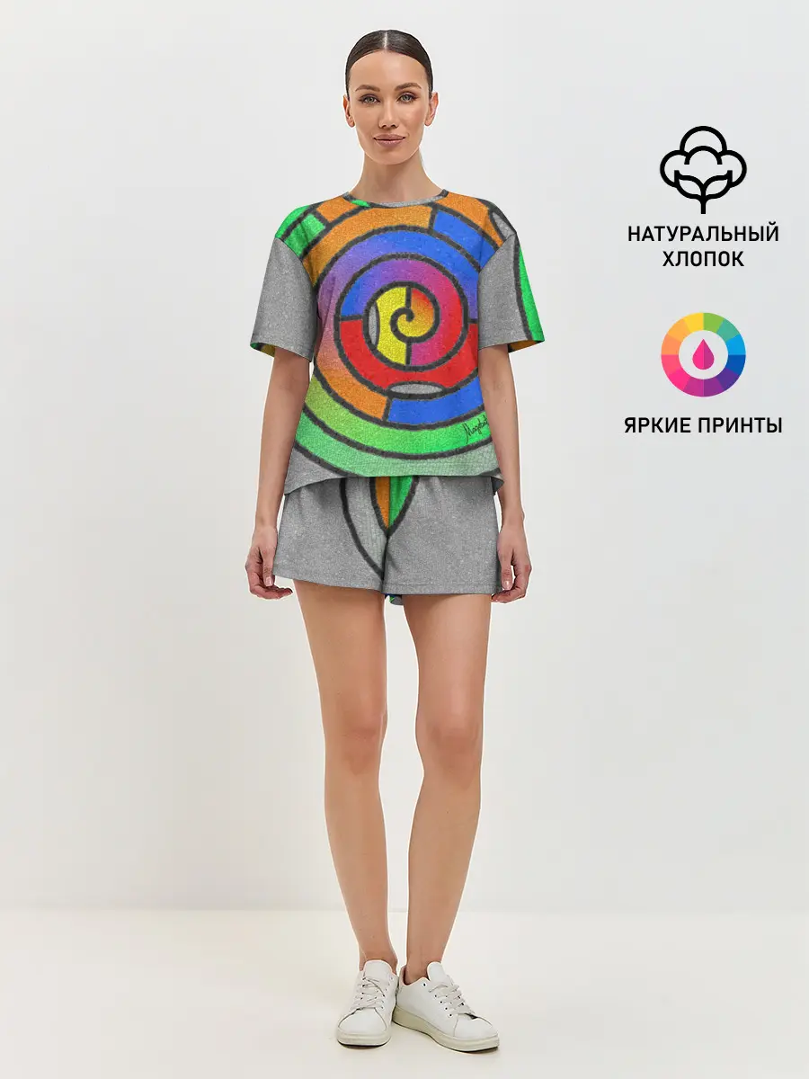 Женская пижама с шортами / Маечная спираль