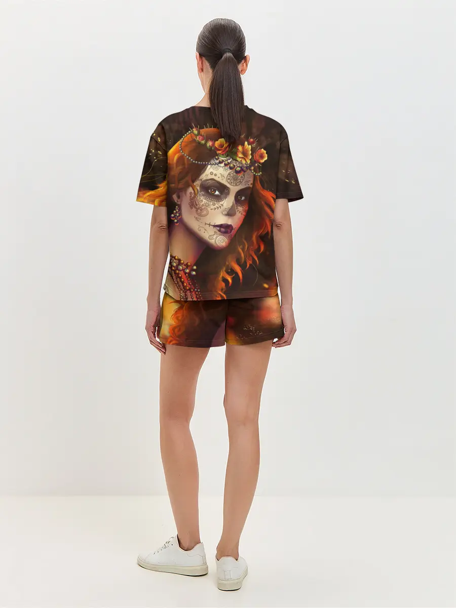 Женская пижама с шортами / Рыжая Ведьма с розами