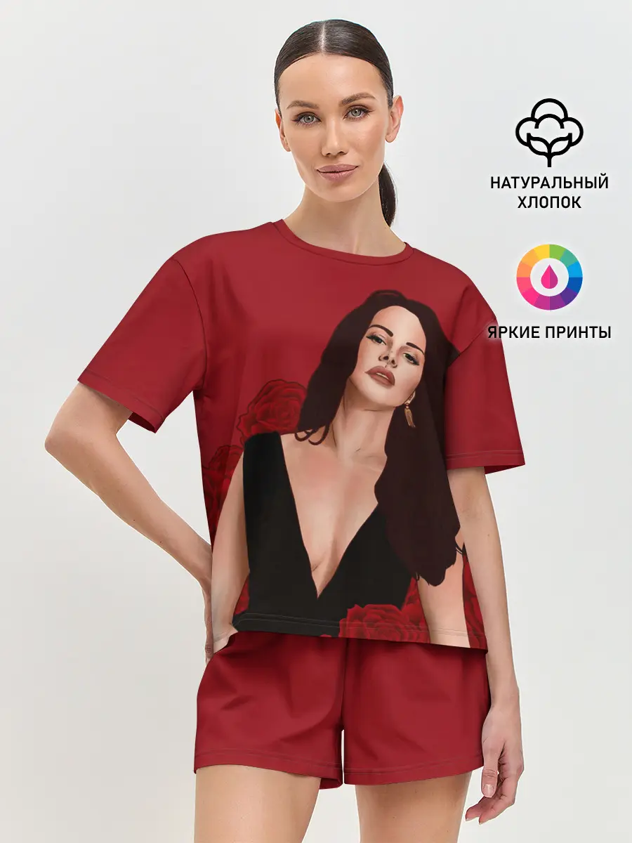 Женская пижама с шортами / Лана в розах