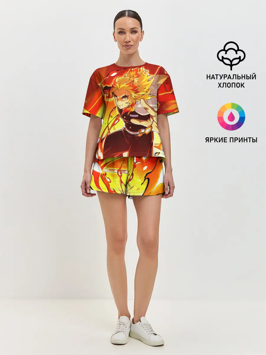 Женская пижама с шортами / Ренгоку Кёджуро, Клинок рассекающий демонов