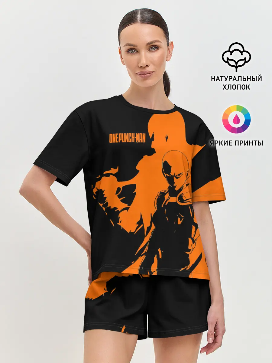 Женская пижама с шортами / Сайтама образ в силуэте One Punch-Man