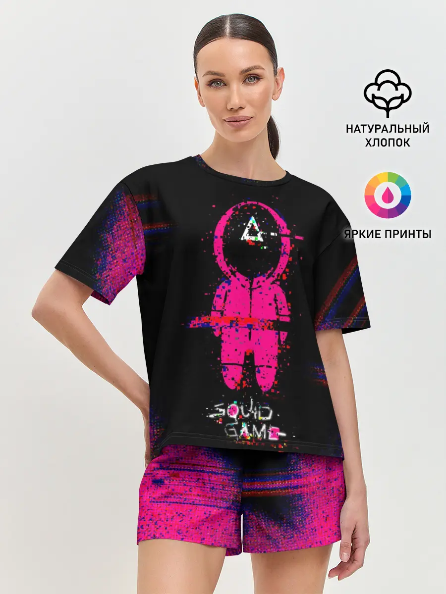 Женская пижама с шортами / Игра в кальмара глитч