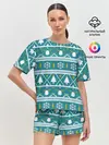 Женская пижама с шортами / Узор новогодний