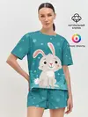 Женская пижама с шортами / Новогодний зайчик