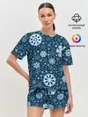 Женская пижама с шортами / Новогодние снежинки, новый год