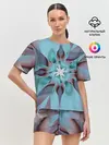 Женская пижама с шортами / Абстрактный цветок. Голубой.