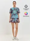 Женская пижама с шортами / Абстрактный цветок. Голубой.