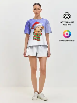 Женская пижама с шортами / Новогодний Лабрадор / New Years Labrador