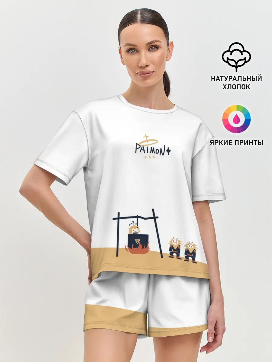 Женская пижама с шортами / ПАЙМОН И ХИЛИЧУРЛЫ