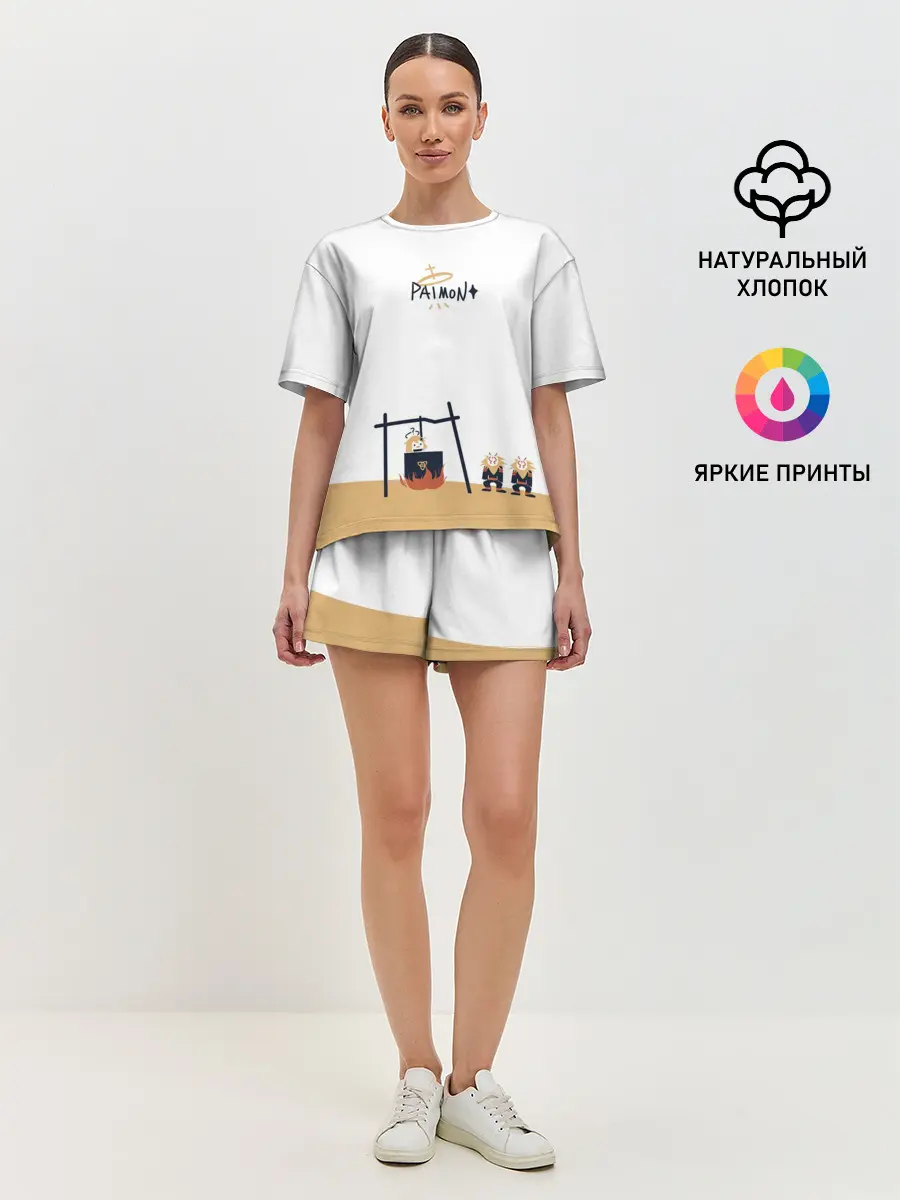 Женская пижама с шортами / ПАЙМОН И ХИЛИЧУРЛЫ