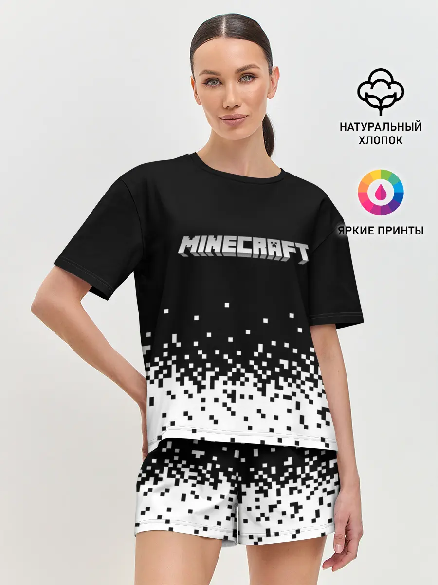 Женская пижама с шортами / Minecraft | Майнкрафт | логотип