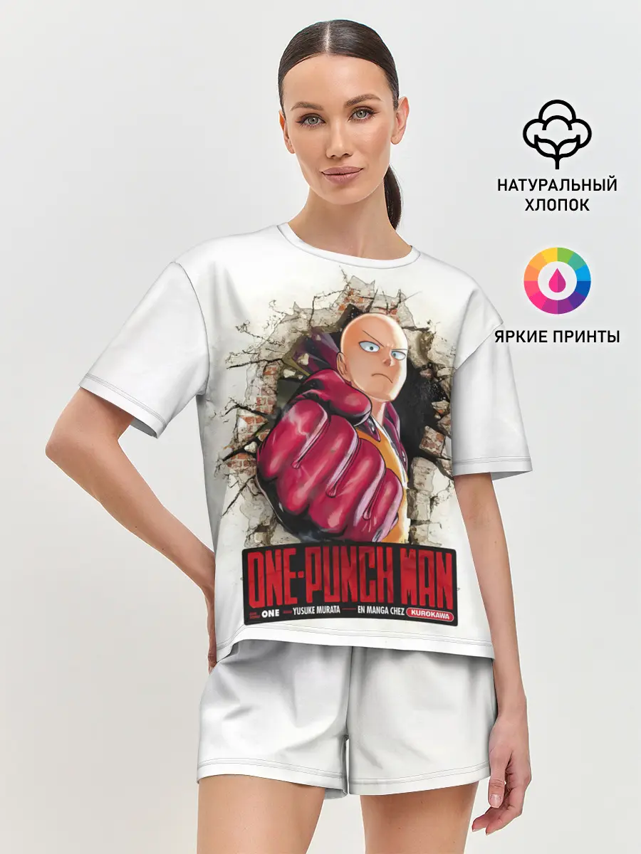 Женская пижама с шортами / Сайтама пробивая стены One Punch-Man