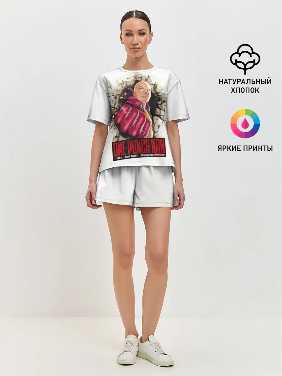 Женская пижама с шортами / Сайтама пробивая стены One Punch-Man