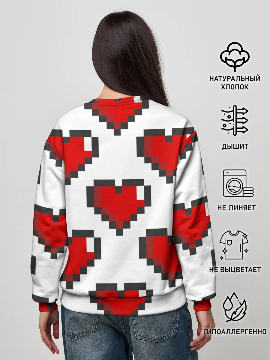 Женский свитшот / Пиксельные сердечки