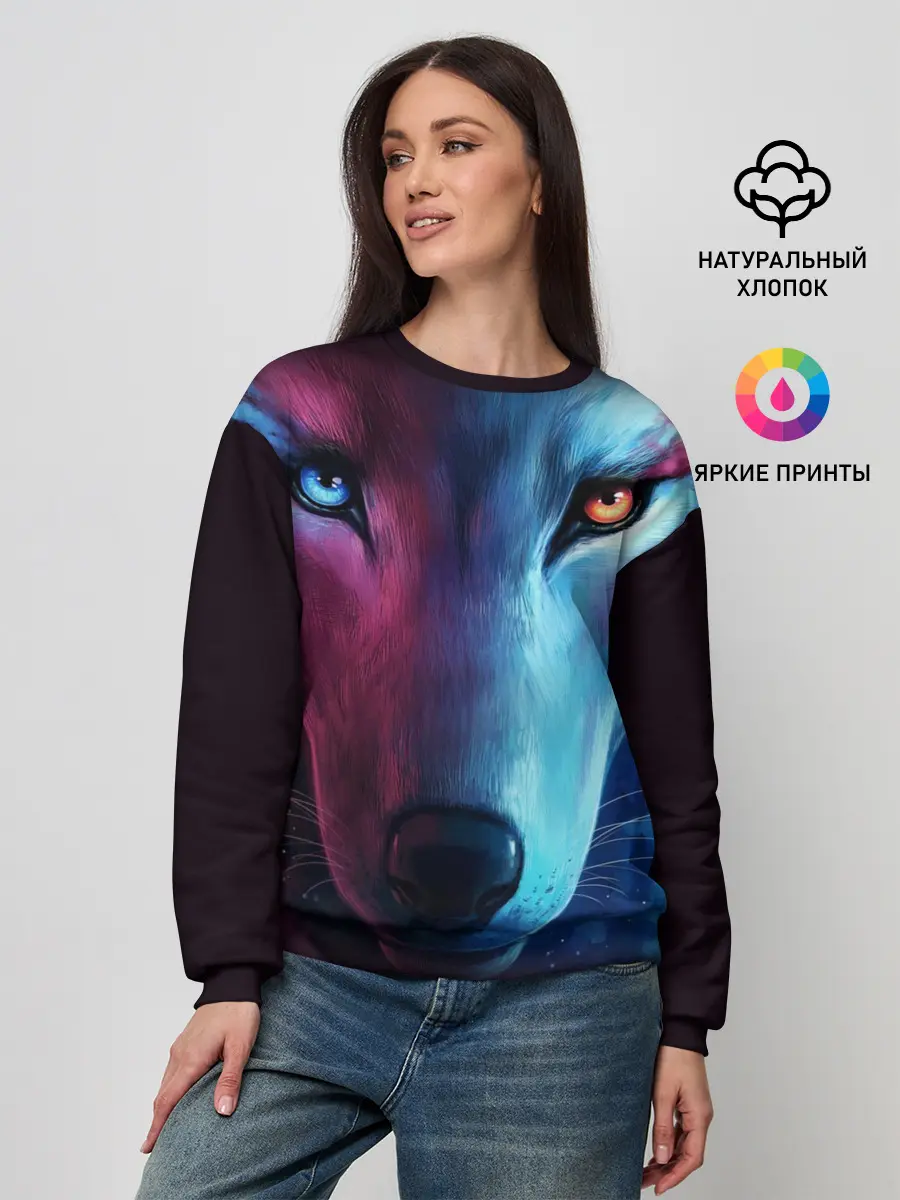 Женский свитшот / NEON WOLF | НЕОНОВЫЙ ВОЛК