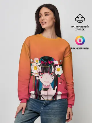 Женский свитшот / Девушка - сакура