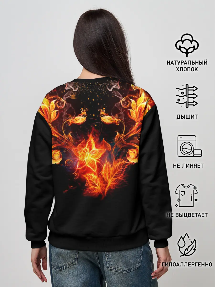 Женский свитшот / Огненные цветы в темноте