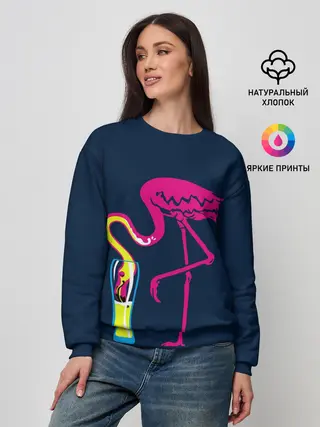 Женский свитшот / Кислотный фламинго