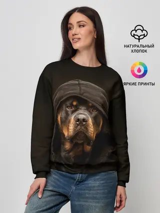 Женский свитшот / Ротвейлер в капюшоне