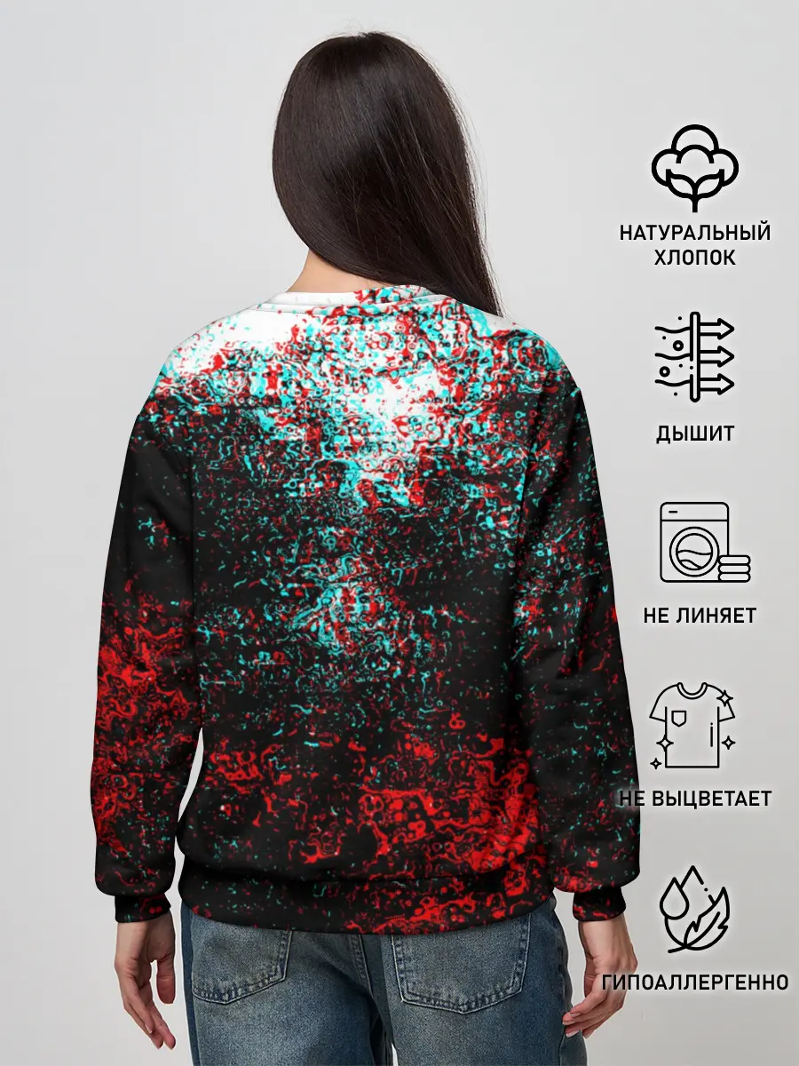 Женский свитшот / БРЫЗГИ КРАСОК GLITCH