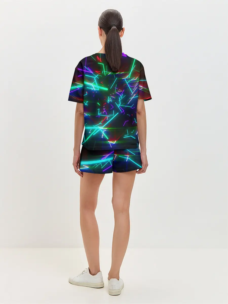 Женская пижама с шортами / Неоновая ведьма с волком