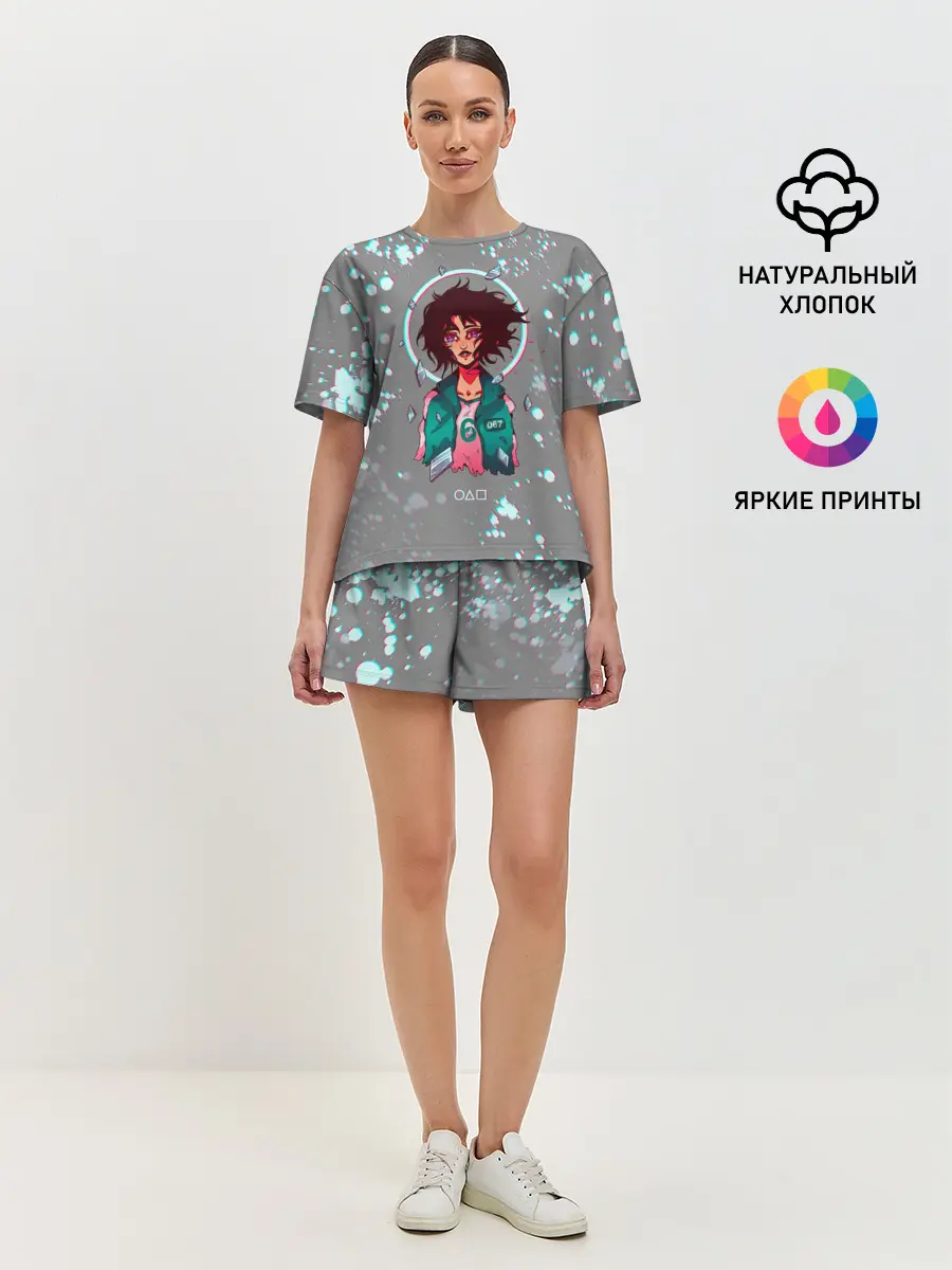 Женская пижама с шортами / 067 | ГЛИТЧ