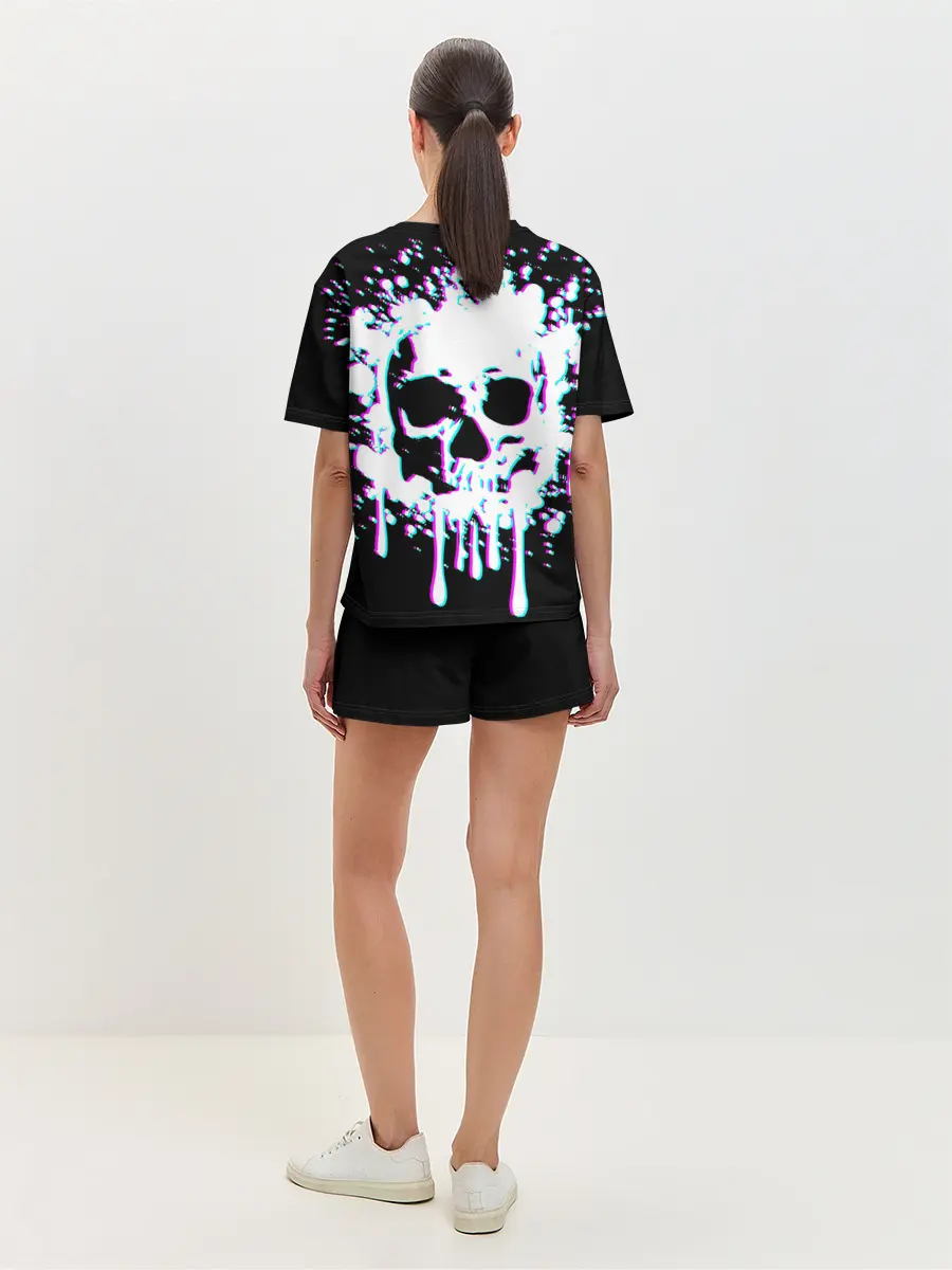 Женская пижама с шортами / Мерцающий череп