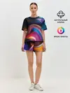 Женская пижама с шортами / Цветные неоновые волны