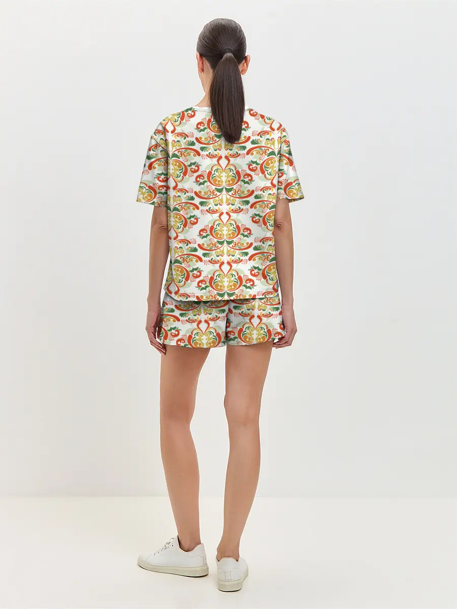 Женская пижама с шортами / Хохломские узоры II