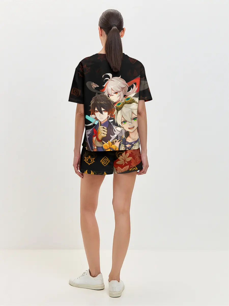 Женская пижама с шортами / Genshin Impact: Беннет, Чжун Ли, Кадзуха