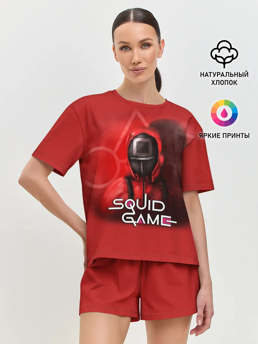 Женская пижама с шортами / ИГРА В КАЛЬМАРА | КВАДРАТ