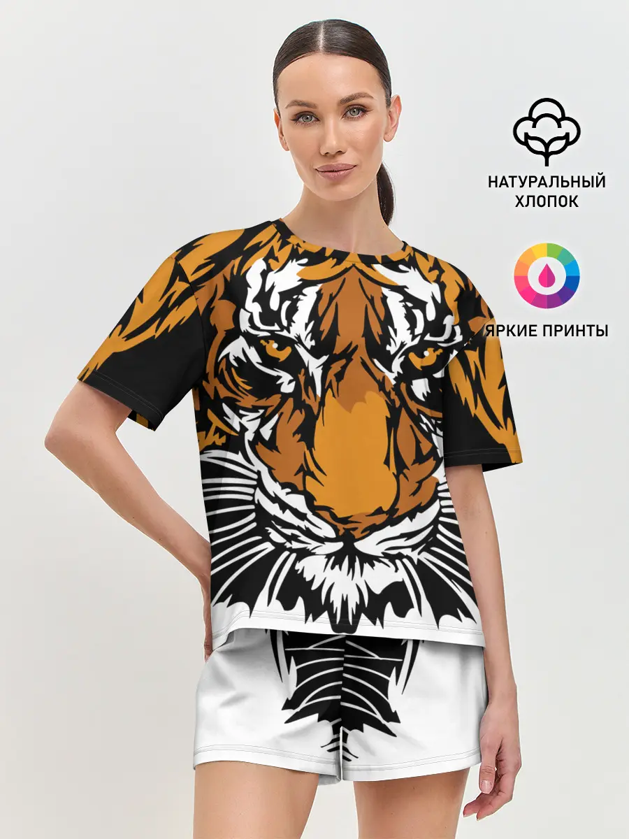 Женская пижама с шортами / Взгляд хозяина джунглей