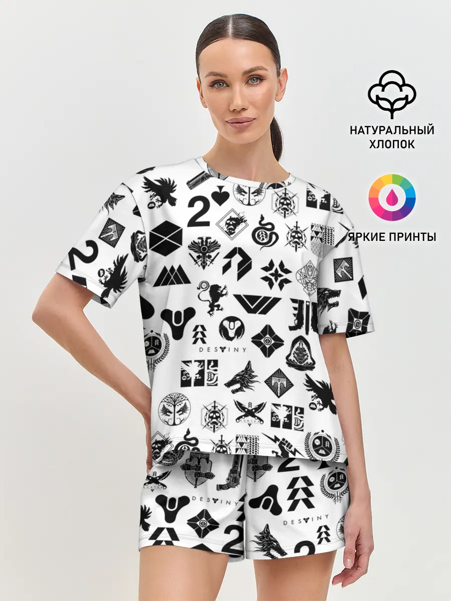 Женская пижама с шортами / DESTINY 2 LOGO PATTERN / ДЕСТИНИ