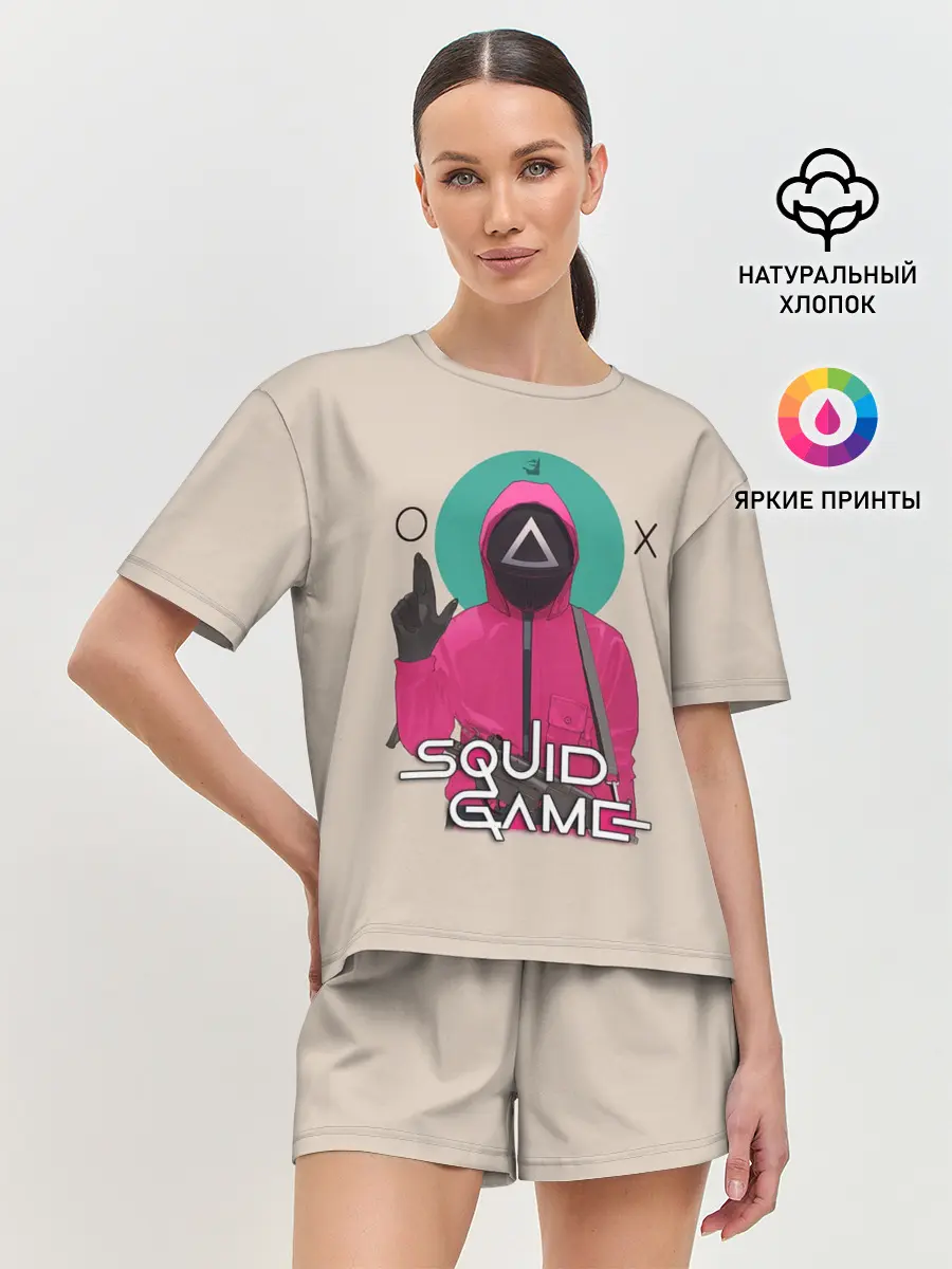 Женская пижама с шортами / Squid game - Игра в кальмара треугольник