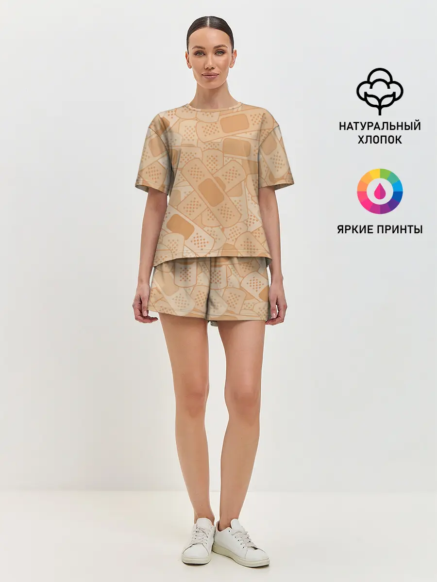 Женская пижама с шортами / Просто пластыри