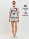 Женская пижама с шортами / Белый тигр в шапке Санты