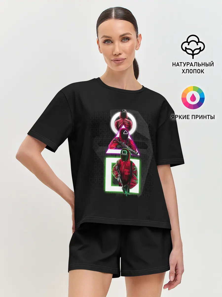 Женская пижама с шортами / ИГРА В КАЛЬМАРА | ПЕРСОНАЖИ В МАСКАХ