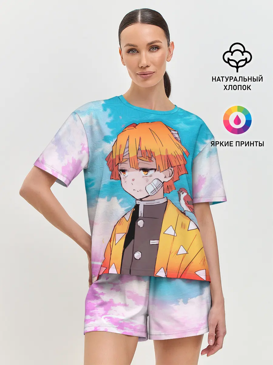 Женская пижама с шортами / КЛИНОК РАССЕКАЮЩИЙ ДЕМОНОВ, ЗЕНИТЦУ