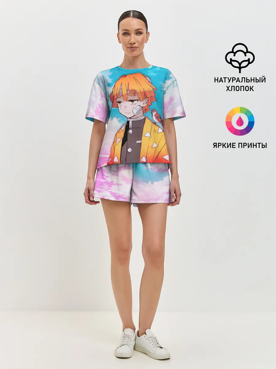 Женская пижама с шортами / КЛИНОК РАССЕКАЮЩИЙ ДЕМОНОВ, ЗЕНИТЦУ