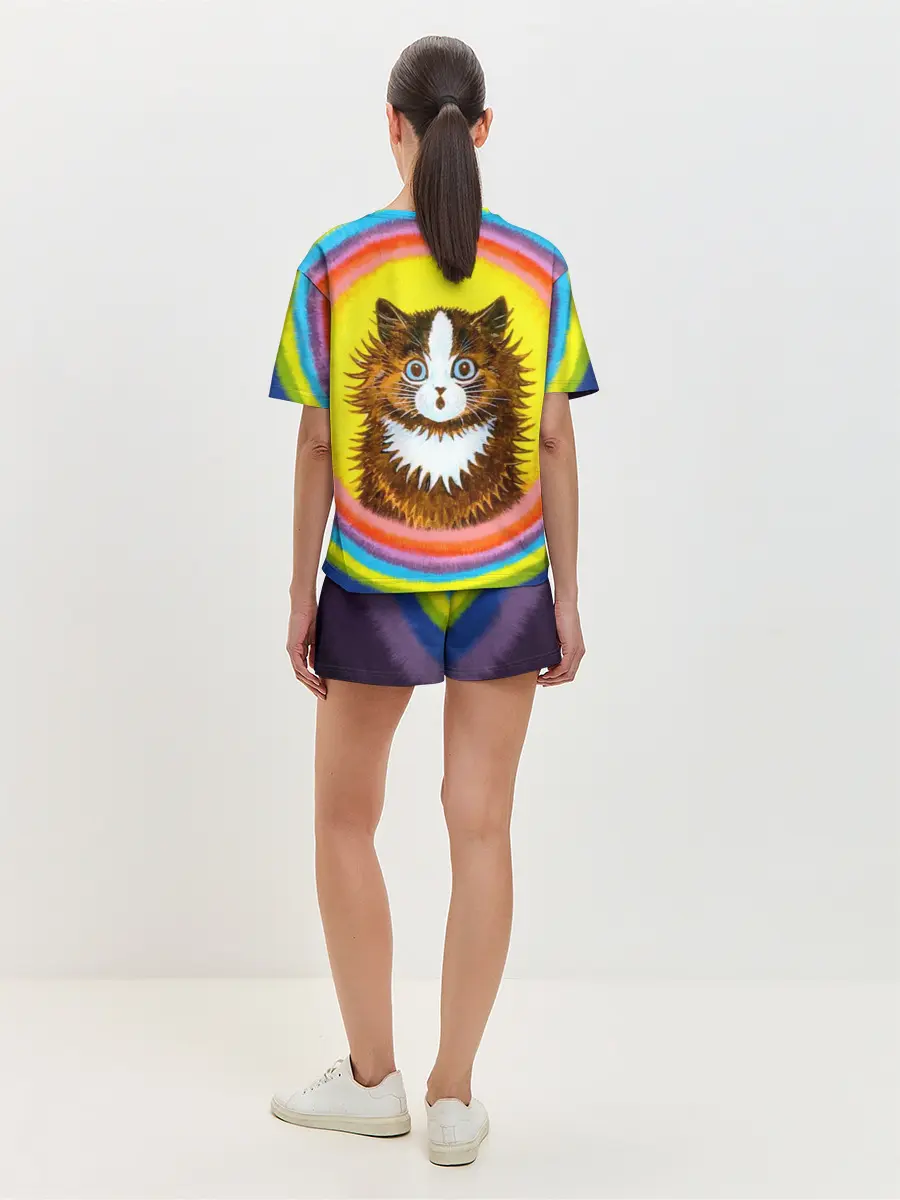 Женская пижама с шортами / Радужный кот Луиса Уэйна