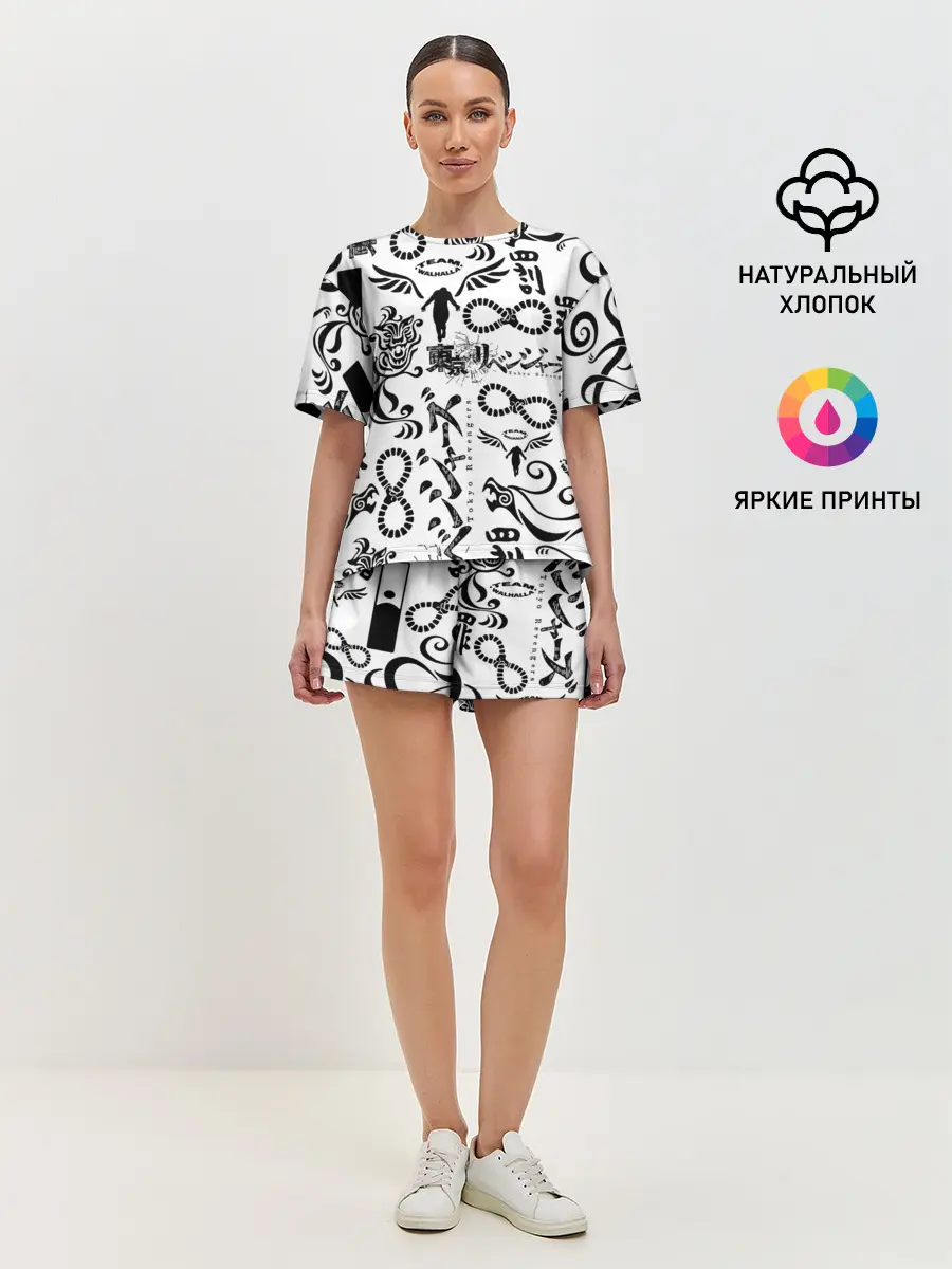 Женская пижама с шортами / ТОКИЙСКИЕ МСТИТЕЛИ ЛОГОБОМБИНГ