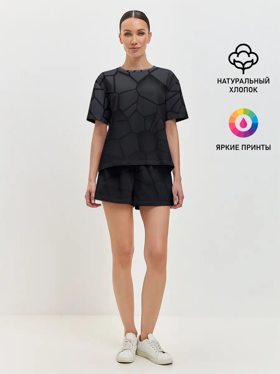 Женская пижама с шортами / Карбоновые 3D плиты | 3Д плиты геометрия