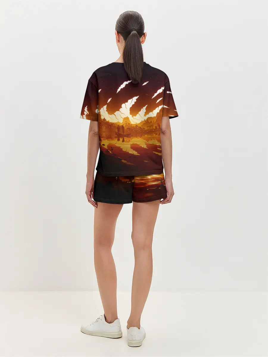 Женская пижама с шортами / Genshin Impact - Закат над Ли Юэ