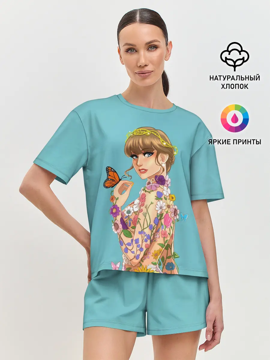 Женская пижама с шортами / Тейлор в цветах